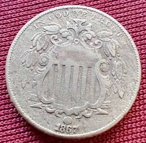 lot 24 image: 1867 Shield Nickel