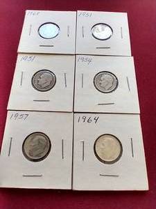 lot 40 image: (6) 90% Silver Dimes