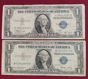 lot 53 image: (2) Silver Certificate $1 Notes (1935 Series)