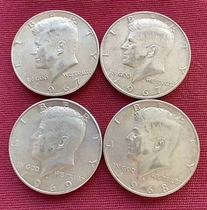 lot 54 image: (4) 40% Silver Kennedy Half Dollars