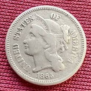 lot 55 image: 1865 3 Cent Nickel