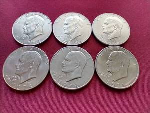 lot 72 image: (6) Eisenhower Dollars