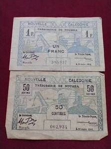 lot 80 image: (2) Vintage French New Caledonia Currency Notes