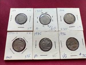 lot 82 image: (6) Vintage Nickels - V & Buffalo
