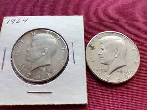 lot 95 image: (2) 90% Silver Kennedy Half Dollars