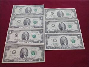 lot 98 image: (7) $2 Notes