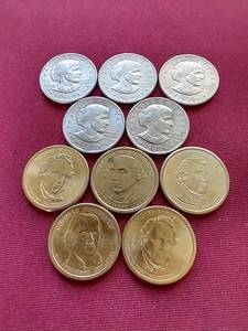lot 122 image: (10) $1 Coins - Susan B Anthony & Presidential