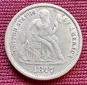 lot 129 image: 1877-CC Liberty Seated Dime