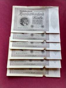 lot 151 image: (6) Vintage German Notes - Partial Run