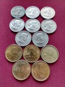 lot 153 image: (13) $1 Coins - Susan B Anthony, Presidential & Sacagawea