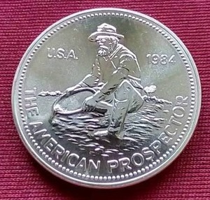 lot 158 image: 1984 1 Oz. Silver Engelhard Prospector Round