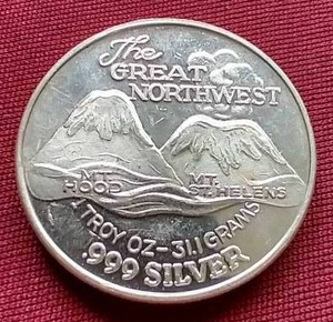 lot 165 image: 1 Oz The Great Northwest Silver Round