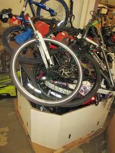 overflowing pallet of bikes that ne...