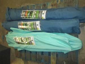 3 wood market umbrellas ...