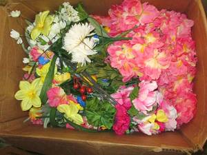 big box of faux flowers...