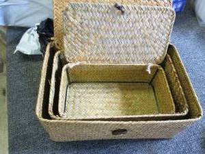 2 new sets of 3 wicker baskets with...