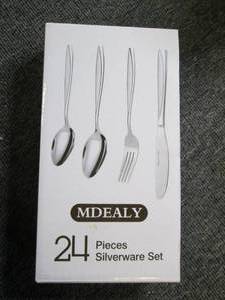 new 24 piece of silverware set stai...