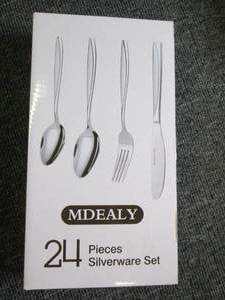new 24 piece of silverware set stai...