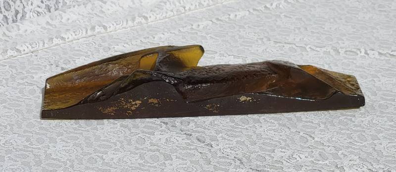 lot 22 image: Mid Century Amber Art Glass Gisele, signed