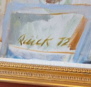 lot 1 image: Original Oil Painting  Dinner at the Grand Hotel  by Artist Birney Quick