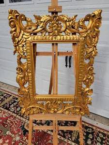lot 9 image: Antique Wood Carved Rococo Gold Gild Frame