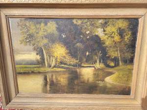 lot 96 image: Original Antique Oil Landscape
