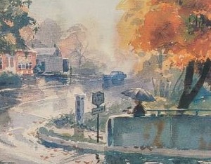 lot 49 image: John Pike Watercolor Print  After the Rain