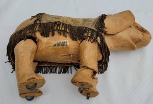 lot 108 image: Antique French Leather Elephant Wind Up Automation Toy