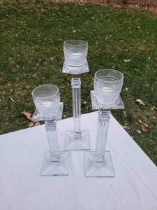 lot 177 image: Elegant Tall Crystal Candle Holders