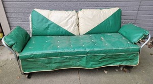 lot 11 image: Vintage Mid-Century Modern Aluminum Patio Glider Sofa