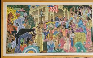 lot 15 image: Eugene Savage Framed Menu Cover  Hawaii Annexation