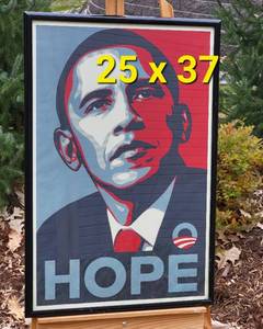 lot 100 image: Large Framed Political Poster of Barack Obama