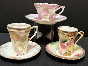 lot 514 image: Three RS Prussia Teacups and Saucer Sets