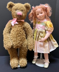 lot 503 image: Loreli Wax over Porcelain Doll by Hildegard Gnzel and Leo the Bear