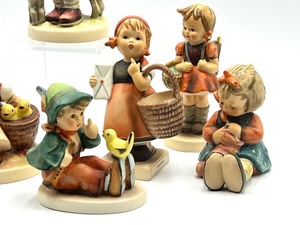 lot 567 image: Collection of Six Hummel Figurines including Hummel Figurine School Girl, Hummel Figurine Knit One, Purl One & More