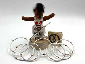 lot 603 image: Artisan Created Miniature Bear Figurine Hoop Dancer by Kathy LacQuay