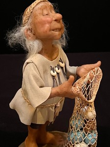 lot 733 image: Artisan Doll Figurine Naughty Egg Thief by Annie Wahl