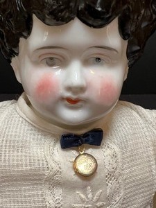 lot 713 image: Antique 1890 China Head Doll with Leather Body
