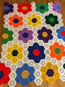 lot 773 image: Vintage Colorful Afghan Lap Blanket