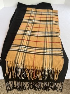 lot 751 image: Tartan Plaid Scarf & Black Scarf
