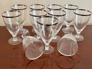 lot 783 image: Set of 11 Fostoria Platinum Rim Footed Tumblers - Fostoria Platinum Rim Water Goblets