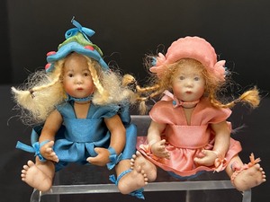 lot 840 image: Two Adorable Petite Artisan Created Dolls
