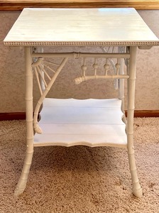 lot 882 image: Vintage White Painted Wicker Table