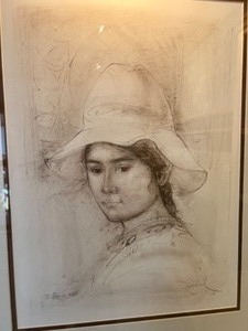 lot 900 image: Black and White Portrait Drawing