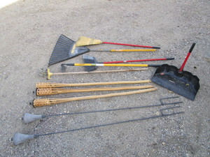lot 43 image: Misc. Hand Tools & Patio Torches