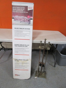 lot 300 image: (New) Log Rack & Fireplace Tool Kit