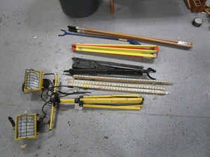 lot 311 image: Tripods, Shop Light, Tool Handles