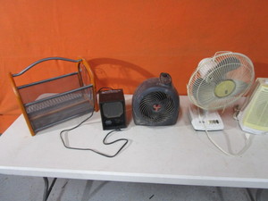 lot 337 image: Space Heaters, Fan, Magazine Rack