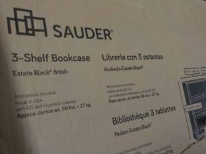 lot 70 image: Sauder 3 Shelf Bookcase - Estate Bl...