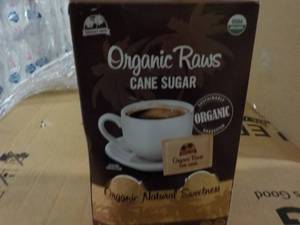 lot 91 image: 200 Packets Organic Raws Cane Sugar...